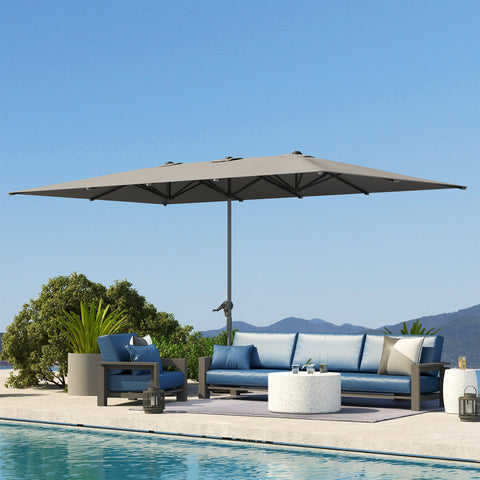 Rootz Double-Sided Umbrella - Parasol - Sunshade - UPF50+ Protection - 451cm x 264cm x 264cm - Durable Aluminum & Metal Struts