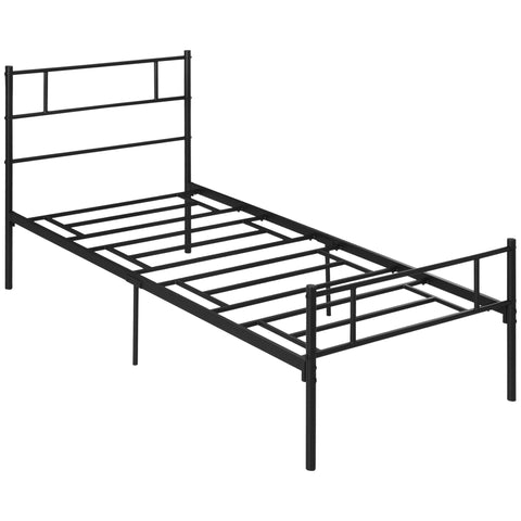 Rootz Bed Frame - Steel Slatted Frame - Mattress Support - Storage Space - 96 x 197 x 100 cm - Black - Optimize Relaxation - Bedroom Decor