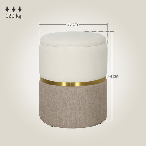 Rootz White Seat Stool - Storage Ottoman - Two-Tone Design - Enhances Room Aesthetics - 36 x 36 x 44 cm