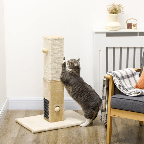 Rootz Cat Scratching Post - Cat Tree - Kitty Tower - Includes Toy - Jute Rope - 59.5cm x 39cm x 79cm