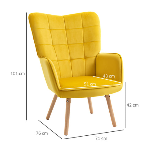Rootz Living Room Chair - Armchair - Upholstered Chair - High Comfort - Velvet Polyester Foam - 71 x 76 x 101 cm