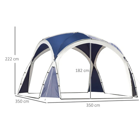 Rootz 6-8 Persoons Koepeltent - Prieel - Bescherming tegen zon en motregen - Polyester - Blauw + Grijs - 3,5 x 3,5 x 2,22 m
