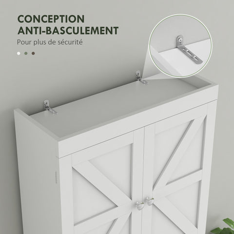 Rootz Toilet Cabinet - Bathroom Storage - Shelving Unit - Space-Saving Design - 58.5L x 23B x 170H cm