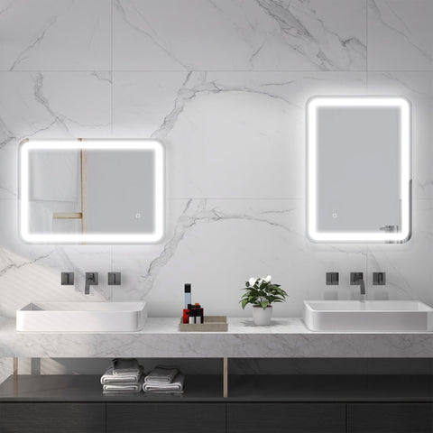 Rootz Bathroom Mirror - LED Vanity Mirror - Touch Switch - Adjustable Lighting - Anti-Fog - Memory Function - Wall Mounted - 50cm x 4cm x 70cm