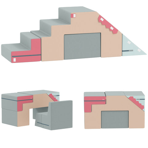 Rootz 2-Part Soft Game Block Set - Toddler Play Blocks - Climbing Blocks - Promotes Cognitive Development - Grey and Brown - 131cm x 39cm x 44cm