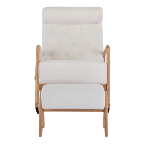 Rootz Mid-Century Modern Rocking Chair - Relaxation Seat - Ergonomic Swing Base - Solid Wood - 65x85x94cm - Includes Footrest 53x36x36cm