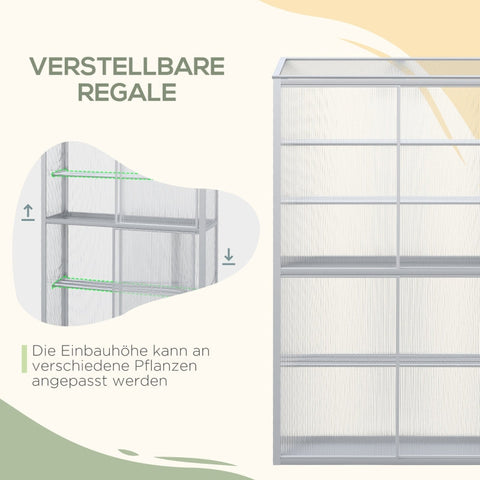 Rootz Greenhouse - Plant Shelter - Garden Conservatory - Extend Growth Period - Protect from Insects and Frost - Adjustable Shelves - 100L x 33W x 162/171H cm - Aluminum Alloy and Polycarbonate