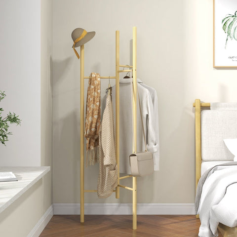 Rootz Clothes Rack - Coat Stand - Wardrobe Organizer - Space-Saving - Nordic Style - Pine Wood - 62cm x 52.5cm x 160cm