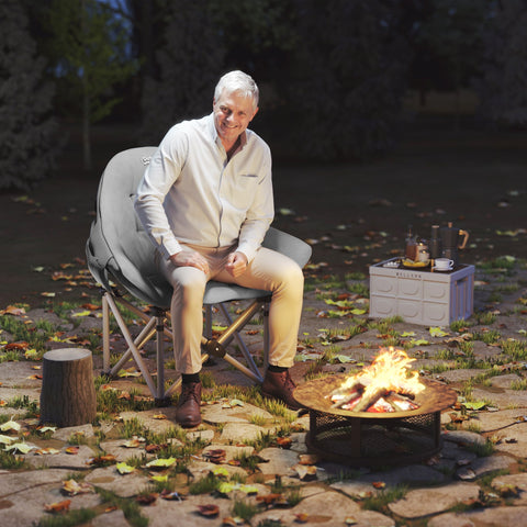 Rootz Foldable Camping Chair - Portable Seat - Outdoor Armchair - Supports up to 120kg - Grey - 90cm x 63cm x 100cm