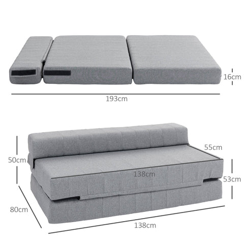 Rootz Floor Sofa Bed - Convertible Futon - Space-Saving Sleeper Sofa - 2-Seater Sofa Bed - Guest Bed - Thick Padding - Easy to Clean - Compact - 138cm x 80cm x 50cm