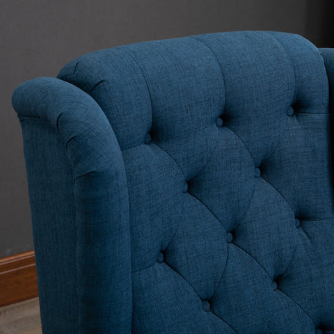 Rootz Elegant Wing Chair - Armchair - Accent Chair - High Comfort - 74cm x 86cm x 102cm - Blue