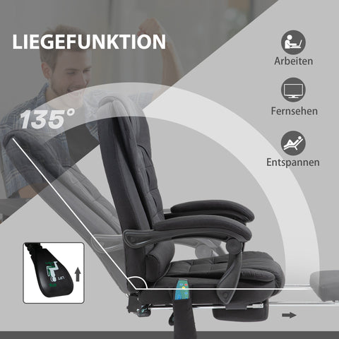 Rootz Ergonomic Office Chair - Desk Chair - Massage Armchair - Full Recline & Heat - 65W x 138D x 98-104H cm