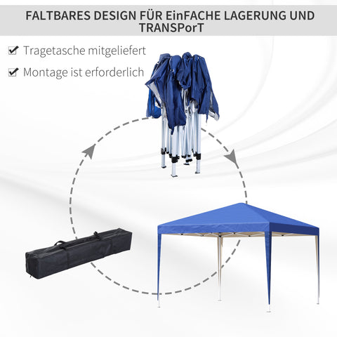Rootz Pop-Up Folding Gazebo - Garden Tent - Party Pavilion - UV Protection - 2.95 x 2.95m - Steel & Oxford Fabric - Blue