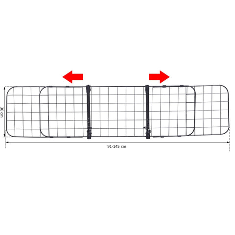 Rootz Dog Guard Car Trunk Grille - Pet Barrier - Adjustable Divider - Durable Metal - Safe Transport - Easy Assembly - (91-145) x 30 cm
