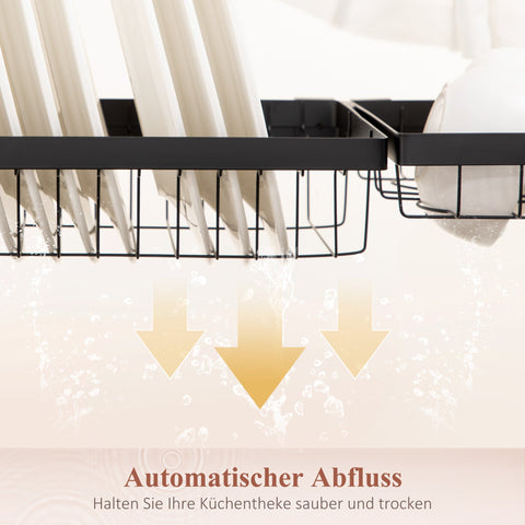 Rootz Modular Dish Rack - Dishwasher Organizer - Kitchen Drainer - Up to 26kg Capacity - 81.5cm x 31.5cm - Black