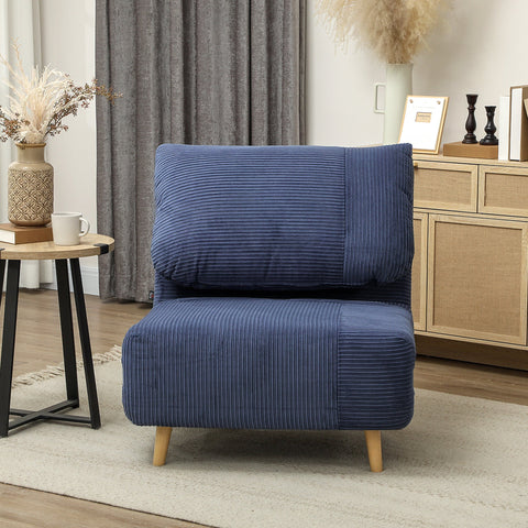 Rootz 2-in-1 Sleeping Armchair - Guest Bed - Convertible Sofa - Adjustable Headrest - Space Saver - 82cm x 89cm x 83cm - Blue
