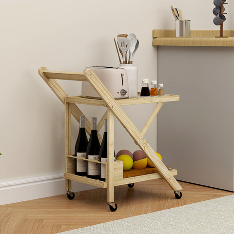 Rootz Kitchen Cart on Wheels - Serving Trolley - Rolling Bar Cart - Space-Saving Design - 66cm x 40cm x 70cm