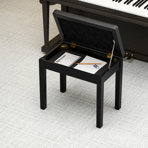 Rootz Piano Bench - Musician Seat - Black Instrument Stool - Storage Space - 55cm x 34cm x 50cm