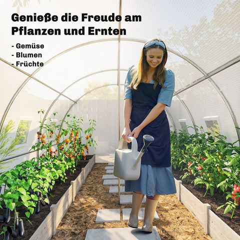 Rootz Foil Greenhouse - Plastic Cover - Tunnel Greenhouse - Garden Plant Shelter - UV Protection - 396x300x200 cm - Mesh Door - Spacious & Stable