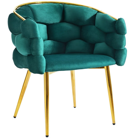 Rootz Dark Green Velvet Chair - Luxurious Seating - Elegant Design - Adjustable Front Legs - 70L x 47W x 80H cm