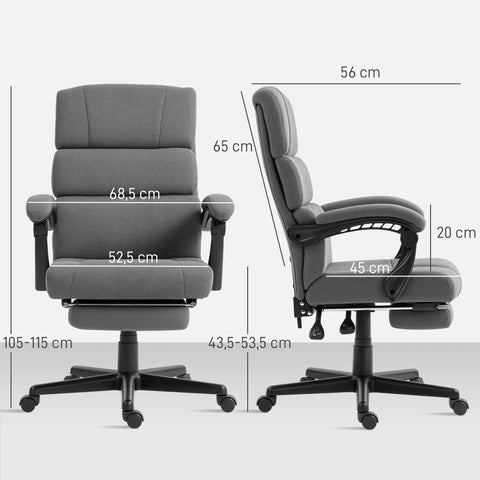 Rootz Grey Upholstered Office Chair - Ergonomic Swivel Chair - Height Adjustable Chair - Comfortable Velvet Finish - 68.5cm x 56cm x 105-115cm