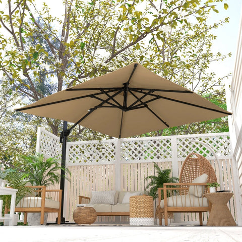 Rootz Cantilever Parasol - Garden Umbrella - Patio Shade - 360° Rotation - 2.94m x 2.94m x 2.7m - Aluminum Stability