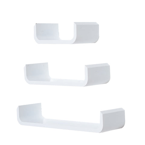 Rootz 3 Piece Set Wall Shelf Cube - Floating Shelves - Decorative Shelves - Versatile Installation - Trendy Design - Durable Material - 60W x 15D x 10H cm, 45W x 15D x 10H cm, 30W x 15D x 10H cm - MDF Board - White