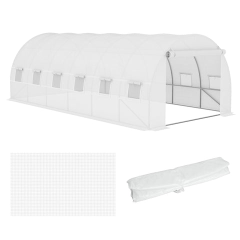 Rootz Greenhouse Replacement Film - Garden Cover - Plant Shelter - Tear-Resistant - 600cm x 300cm x 200cm - 12 Windows & Door