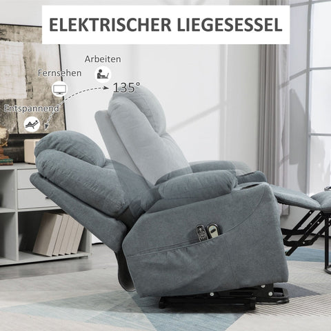 Rootz Massage Chair - TV Armchair - Recliner Chair - Ultimate Comfort - Effortless Stand-Up Assistance - Customizable Recline - 90L x 101W x 107H cm - Polyester Fabric