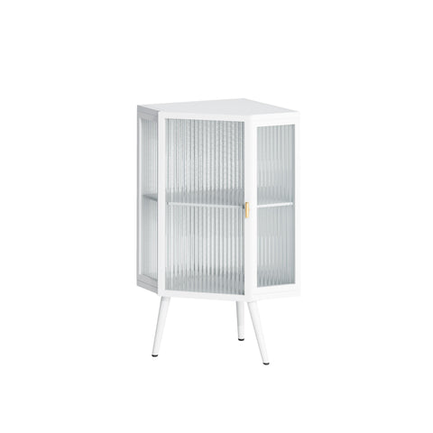 Rootz Corner Cabinet with Glass Door - Adjustable Shelf - Modern Design - Space-Saving - 56.5 × 42.5 × 80 cm