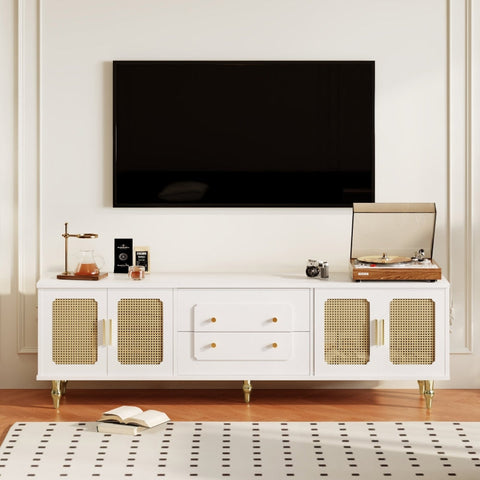 Rootz Retro TV Cabinet - Entertainment Unit - Storage Sideboard - Ample Storage - 175cm x 38cm x 55.5cm