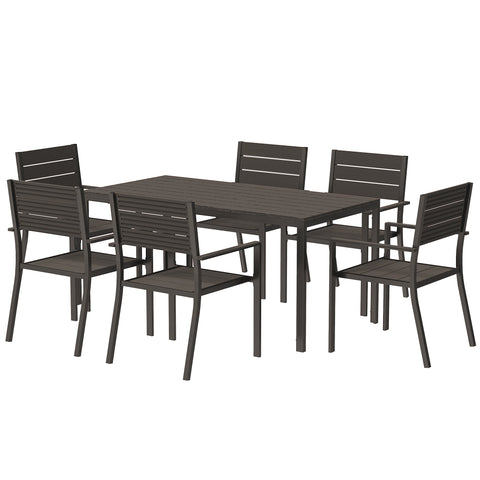 Rootz 7-Part Dining Set - Eating Group - Outdoor Furniture - Comfort Seating - Brown - Table 160cm x 80cm x 74cm