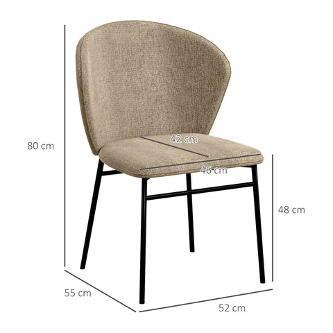 Rootz 2 Pack Dining Chairs - Upholstered Seats - Modern Dining Room Chairs - Comfortable Seating - 52 x 55 x 80 cm - Brown