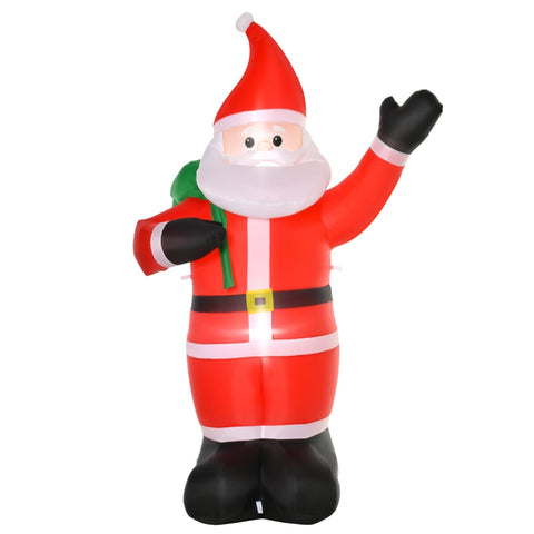 Rootz Inflatable Christmas Decoration - Santa Claus - Outdoor Ornament - LED Glow - 2.40m Tall - 140cm x 100cm x 240cm