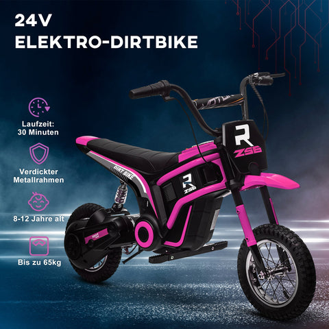 Rootz Purple and Black Electric Motorcycle for Kids - Children's Ride-On - Motorbike - 24V Engine - Adjustable Speed - Horn & Lamp - 119cm x 64cm x 76.5cm
