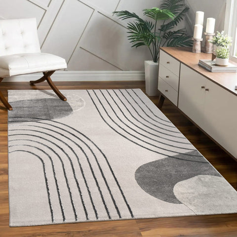 Geometric Botanical Pattern Rug – Soft, Durable – Polypropylene & Polyester Blend
