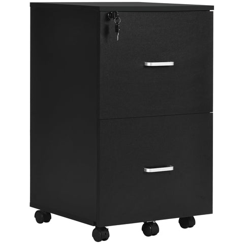 Rootz Office Container Storage on Wheels - Filing Cabinet - Office Furniture - Secure Lockable Drawers - 43L x 45W x 72H cm, Black