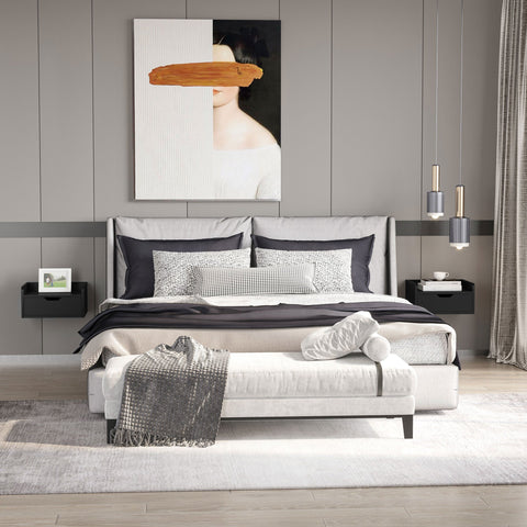 Rootz 2 Piece Set Wall-Mounted Bedside Tables - Wall-Hanging Nightstands - Floating Night Tables - Space-Saving Design - 40cm x 30cm x 19.5cm