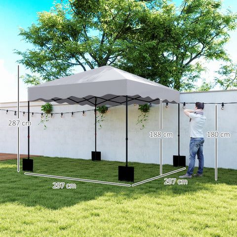 Rootz 3 x 3m Pop-Up Pavilion - Garden Tent - Adjustable Gazebo - UV Protection - 297x297x287cm