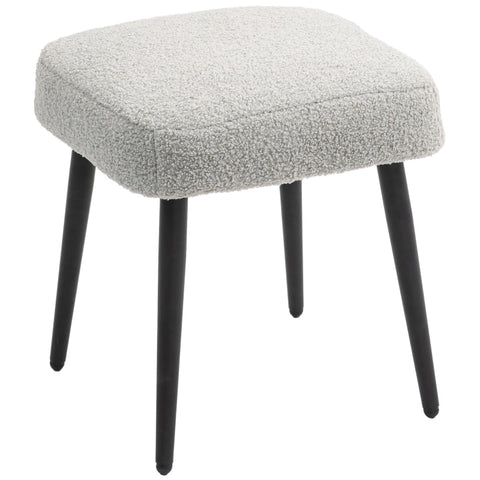 Rootz Stool - Footrest Ottoman - Cashmere Look - Soft Padding - Steel Legs - Light Gray - 42cm x 42cm x 47cm