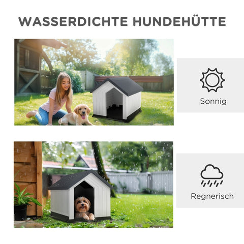 Rootz Dog House Cave - Outdoor Retreat - Waterproof - Sloping Roof - Plastic - Easy to Clean - Small Dogs - 62cm x 61cm x 60cm