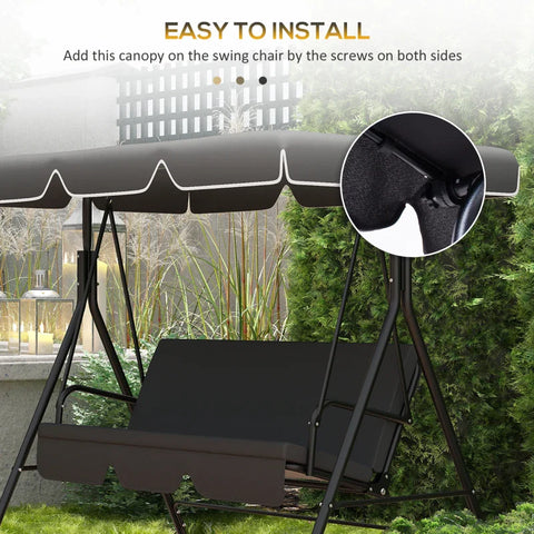 Rootz Garden Swing - Hollywood Swings - Replacement Roof - Canopy - UV50+ Protection - Protection Rain - Foldable - Space-saving - Polyester - Black - 192 X 144 Cm