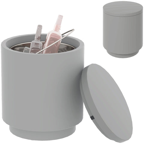 Rootz Outdoor Side Table - Cooler Ice Bucket - Grey Concrete - Keeps Drinks Chilled - Ø37.5 x 43.5H cm