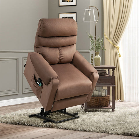 Rootz Power Lifting Chair with Stand-Up Aid - Electric TV Recliner - Vibration Massage - Heating Pads - Brown - 79cm x 97cm x 103cm