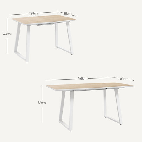 Rootz Folding Dining Table - Extendable Table - Industrial Table - Space-Saving - 120cm to 160cm x 80cm x 76cm