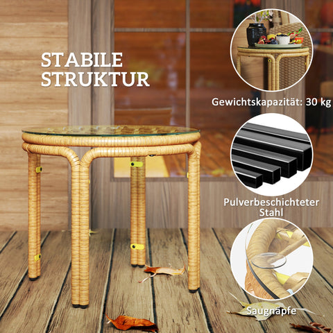 Rootz Side Table - Coffee Table - Bedside Table - Poly Rattan - Weatherproof & UV-Resistant - Ø50 cm x 44H cm - Gold