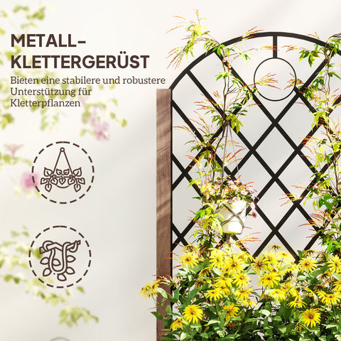 Rootz 2 Piece Raised Bed Set Planting Box - Planter Box - Flower Box - Supports Climbing Plants - 152cm x 25cm x 97cm