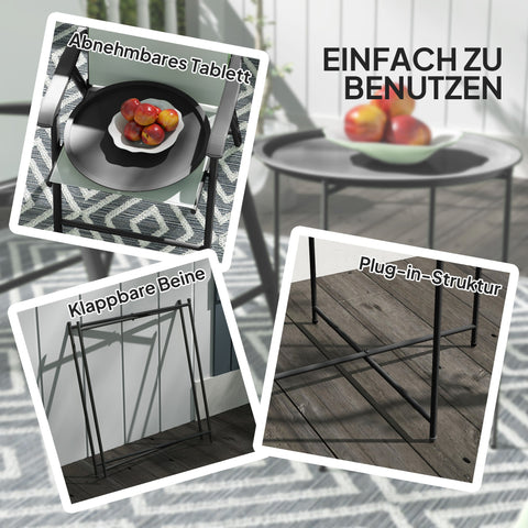 Rootz Round Garden Table - Terrace Table - Foldable Outdoor Table - Durable Steel - Ø46cm x 50cm