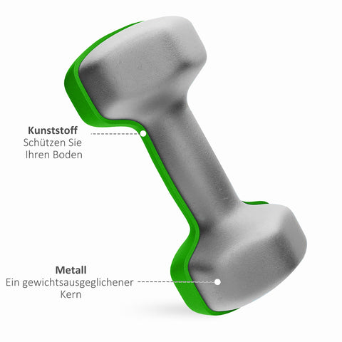 Rootz Dumbbell Set with Rack - Weights - Fitness Equipment - Hexagonal Design - Space-Saving - 3kg to 5kg - Dumbbell 18x8x8cm, Rack 42x10x30cm