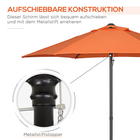 Rootz Parasol Ø196 cm - Hexagonal Balcony Screen - Sunshade - Aluminum Frame - Easy Open - Perfect for Garden & Beach Use - Orange